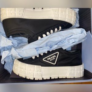 Black Prada double wheel nylon gabardine sneakers